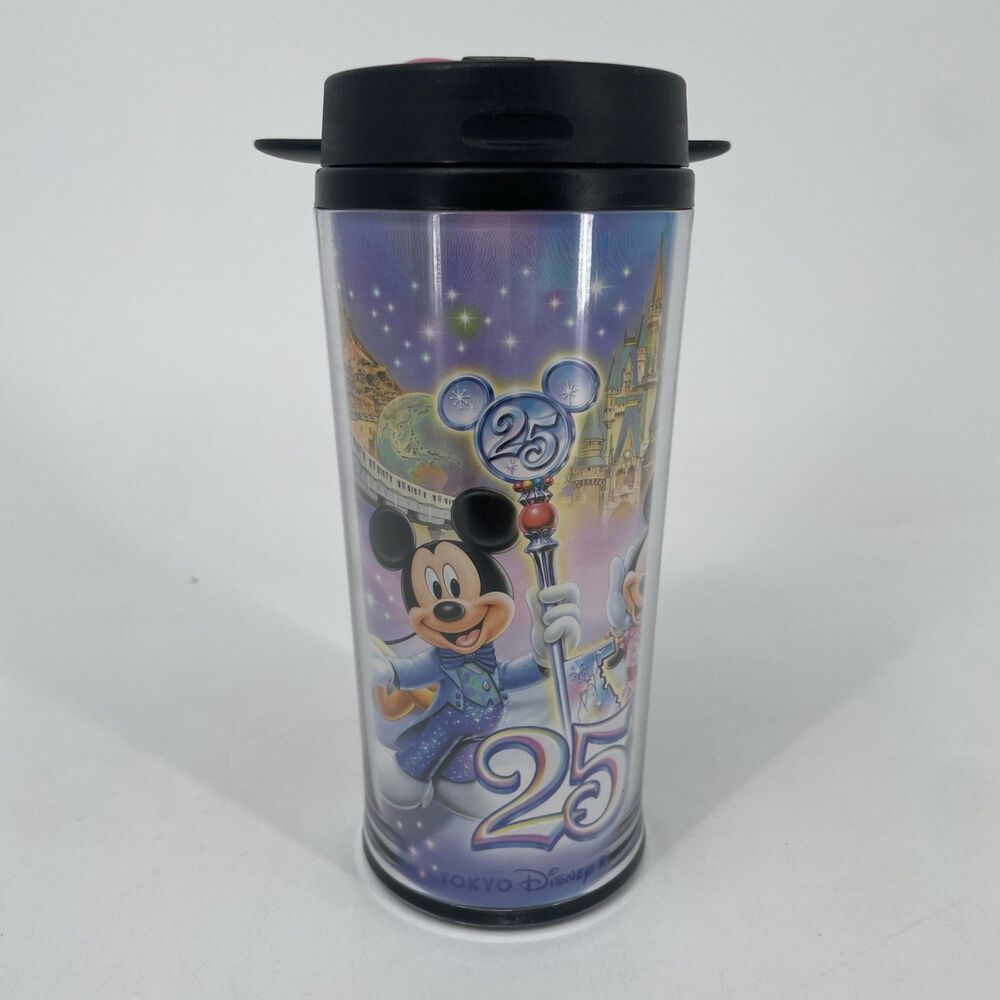 Tokyo Disney Resort 25th Anniversary Tumbler Cup Mickey Minnie Lid Travel NEW